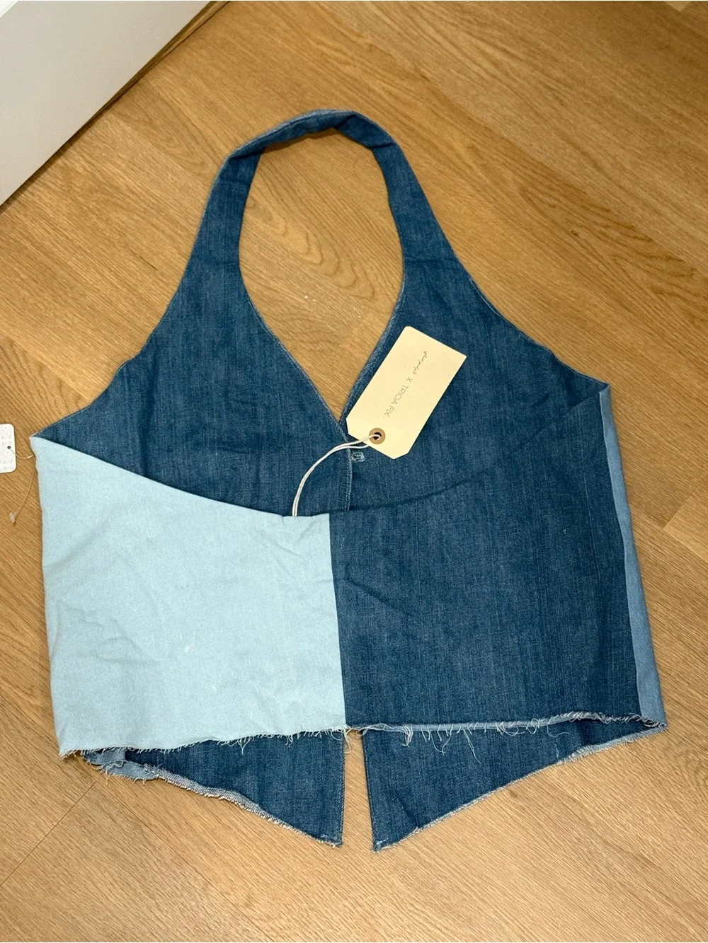 Free People x Tricia Fix Denim Vest NWT Size Large Collab